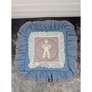 Vtg Hand Quilted 12" Sailor Girl Pillow Case Cottagecore Grannycore ShabbyChic